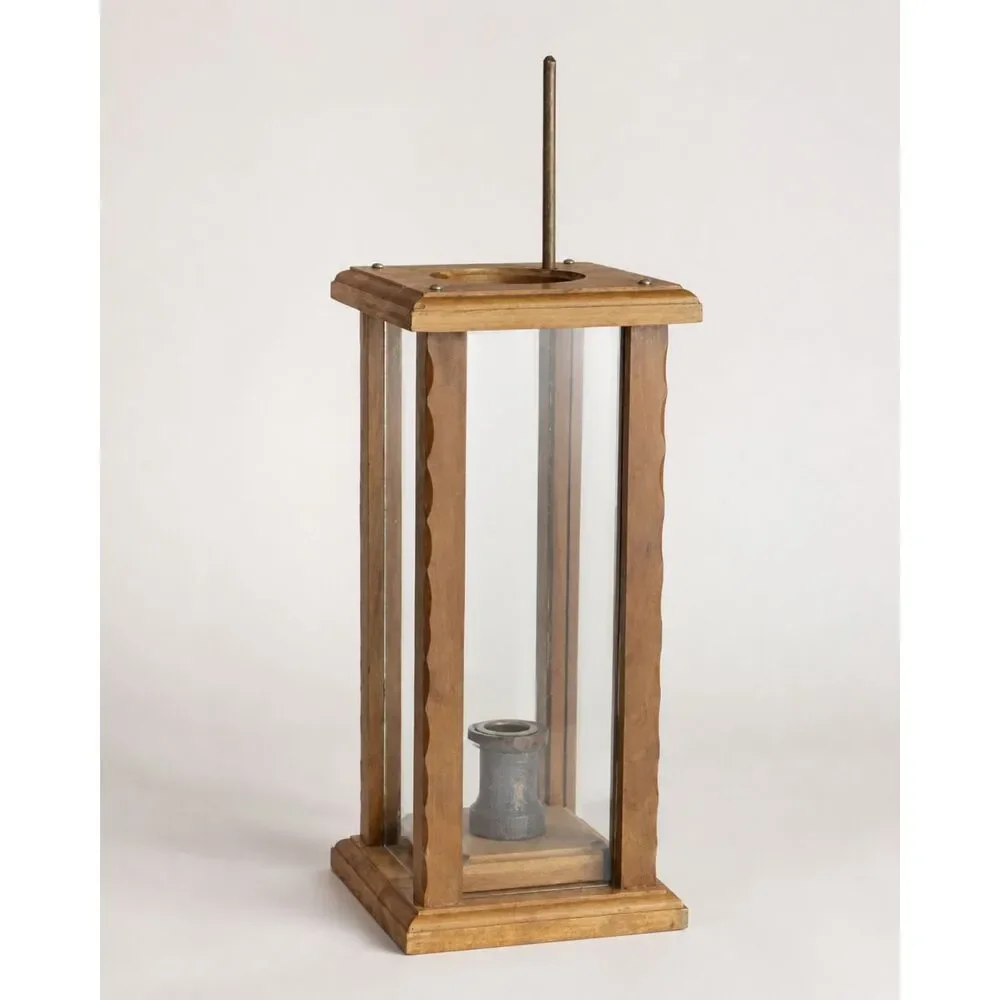 Vintage Mission Lantern Pull-Up Candle Holder – Wood & Glass classic